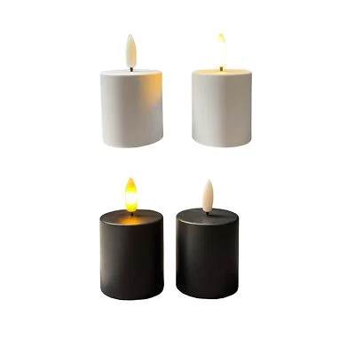 LED Kerzen mit Timer 2er Set 4,5x8cm 3D Flamme schwarz oder weiß warmweiß Innen - Bild 1 von 4