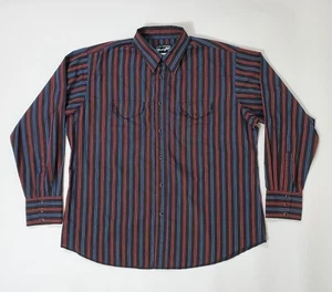 Wrangler Mens Western Vintage 90s Pearl Snap XL Stripped Shirt **Missing Snap** - Picture 1 of 12