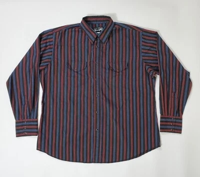 Wrangler Mens Western Vintage 90s Pearl Snap XL Stripped Shirt **Missing Snap** - Image 1 of 4