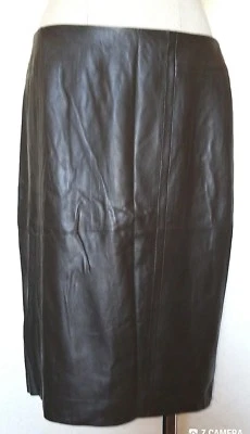 Saia lápis de couro marrom super macia Ellen Tracy tamanho 6 - Imagem 1 de 4