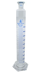 Eisco Labs 1000ml Graduated Cylinder with Interchangeable 29/32 Stopper, Class B - Picture 1 of 1