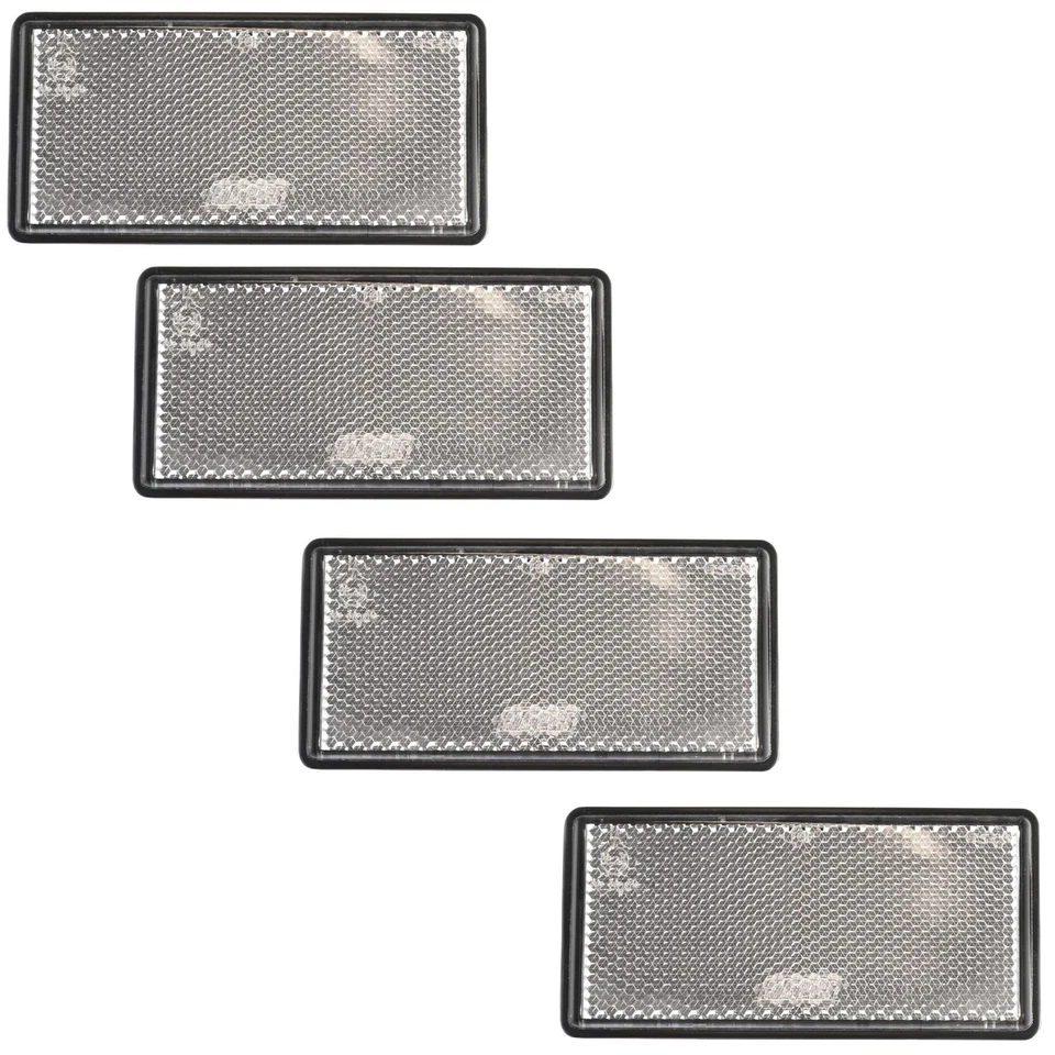 White Large / Clear Reflector 4 Pack Trailer Fence Gate Post Self-Adhesive TR213 - Image 1 of 1