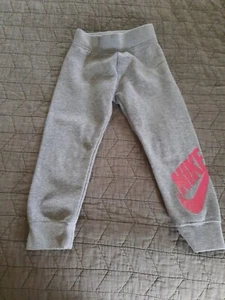 Nike Little Girls Futura Fleece Jogger Pants Gray/Pink size 4T - Picture 1 of 4