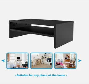 BONTEC Wooden Monitor Desk Stand / Riser with Shelf & Smartphone Holder AD171E - Picture 1 of 7