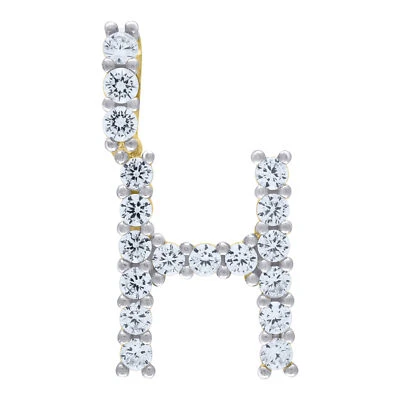 925 Argento Sterling Zirconia Cubica Iniziale H Ciondolo Piccolo Unisex Giallo - Immagine 1 di 2