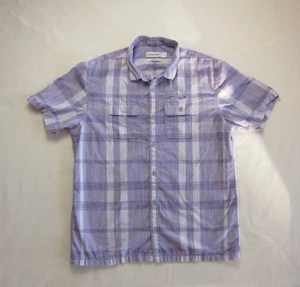 Camisa Calvin Klein Para Hombre Púrpura A Cuadros Calce Clásico Manga Corta 3 Bolsillos Talla M - Imagen 1 de 8