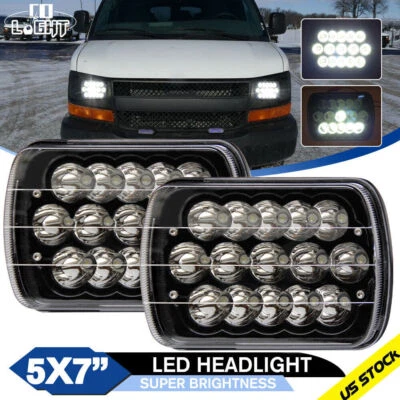 Pair For Chevy Express Cargo Van 1500 2500 3500 7x6 5x7 LED Headlights Hi/Lo DOT - Image 1 of 4
