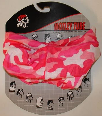 Pink White Camo Camouflage Motley Tube Multi Function Head Wear Bandanna Wrap - Image 1 of 4