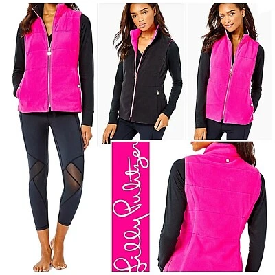 NUEVO CON ETIQUETAS $178 Lilly Pulitzer Brooklee REVERSIBLE FLC CHALECO XXS,XS rosa buganvilla Foto 1 de 4