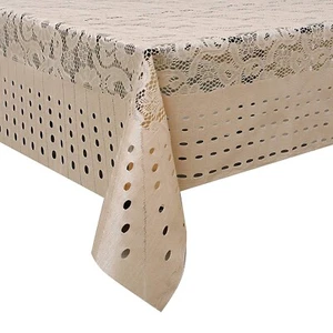 Cotton Floral Design Center Table Cover for 4 Seater (Size: 40"x60", Gold) KU - Picture 1 of 3