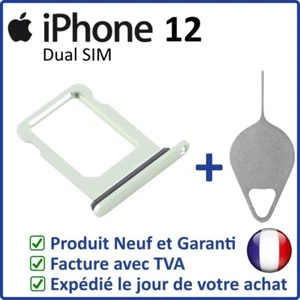 TIROIR CARTE SIM DUAL DE L'IPHONE 12 VERT AVEC JOINT ÉTANCHE + OUTIL - Photo 1 sur 3