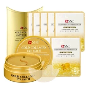 SNP Gold Collagen Ampoule Mask/10ct+Eye Patch(60 Patches/Jar)Wrinkle/Glow/3 Free - Picture 1 of 8