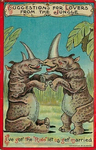 Postal de amantes de los cómics de rinoceronte de la selva en relieve - Imagen 1 de 2