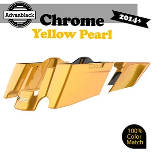 CVO Tapered Extended Stretched Saddlebags Fits Harley 2014+ CHROME YELLOW PEARL - Picture 1 of 19