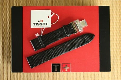 NOS 20MM BLACK LIZARD DEPLOYMENT WATCH BAND WATCHBAND BRACELET STRAP FOR TISSOT - Image 1 of 3