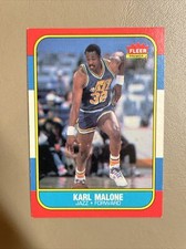 1986-87 Fleer #68 Karl Malone RC Rookie card Utah Jazz EX/NM