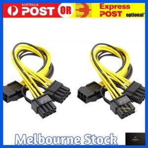 2 Pack PCI-E 6 Pin to dual 8 Pin (6+2)Power Splitter Cable for PCIE PCI Express - Picture 1 of 6