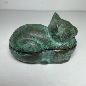 "Caja de baratijas vintage decorativa de hierro fundido con plomo estilo egipcio para dormir gato 3,5""" - Imagen 1 de 10