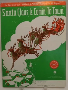 Santa Claus Is Comin To Town Sheet Music Piano Guitar Voice Christmas Carol F4T - Picture 1 of 2