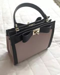 Kate Spade Mayfair Drive Mini Tullie Bow Leather Crossbody Bag Pink/Black Purse - Picture 1 of 6