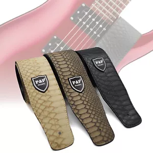 Guitar Strap PU Python Snake Skin Pattern Leather Adjustable Black\Beige\Brown! - Picture 1 of 13