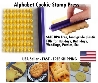 ALPHABET/NUMBER COOKIE STAMP PRESS SET - FUN FOR WEDDINGS, B'DAY's, ETC - Image 1 of 4