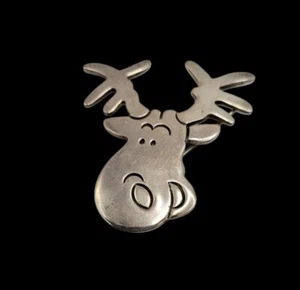 Vintage Sterling Silver Moose Pin Mexico Anthropomorphic Whimsical 1 3/4" 13 gm - Picture 1 of 4