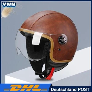 3/4 Chopperhelm Visier Lens Quadhelm Downhill Retro Helme Rally Racing Braun - Bild 1 von 11