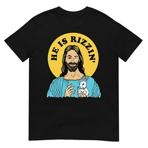 He Is Rizzin Funny Jesus Christian Happy Easter Day T-Shirt - Picture 1 of 19