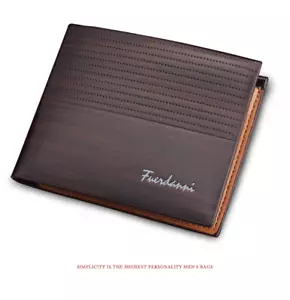 Baellerry Vintage Men Leather Brand Luxury Wallet Short Slim Dark Brown IRL - Imagen 1 de 1