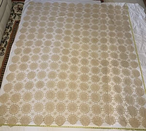 VTG Handmade Crochet Bedspread Beigh 89”x77”Beautiful - Picture 1 of 7