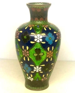 Japanese Meiji Ginbari Silver Cloisonne Small Vase - Picture 1 of 12