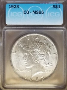 1923 Peace Dollar ICG MS65 - VAM 1F Chin Bar (Vam Not Listed On Holder) - Picture 1 of 3