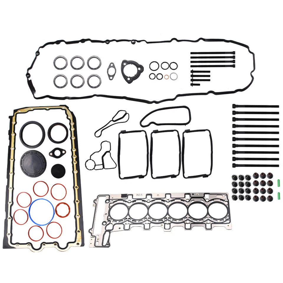 For BMW 335i X3 X5 X6 E90 N55 3.0L Engine Rebuild Gasket Seals Kit w/ Head Bolts - Image 1 of 4