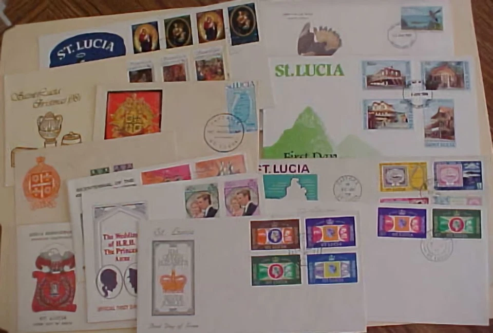 ST. LUCIA  12 DIFF. FDC 1954-1985  UNADDRESSED CACHET - Image 1 of 1
