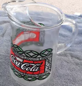 25-339 Vintage Coca Cola Glass Pitcher - 64 oz Coke Drinking Beverage Red Black - Picture 1 of 8