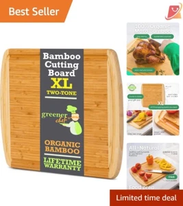 18" Bamboo Cutting Board XL with Juice Grooves for Meat & Veggie Meal Prep - Picture 1 of 11