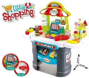 Kids Supermarket Grocery Store Shopping Food Stall Pretend Play Set Lights Sound - Picture 1 of 3