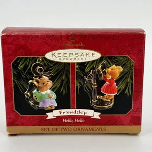 Hallmark 1999 Friendship Hello Hello! Ornament Set – Mice Phones  Ed Seale - Picture 1 of 9
