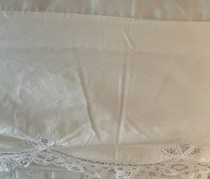 Gonna letto matrimoniale Battenburg pizzo antipolvere 74"Wx76"L bianco sporco cotone shabby chic - Foto 1 di 6