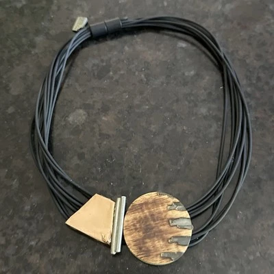 ANNE-MARIE CHAGNON COLLIER Necklace Handmade Designer Lucite Modernist 14” - Image 1 of 4