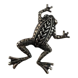 Vintage Textured Sterling Silver Frog Brooch Pin Unisex by JRI Mexico - Picture 1 of 4
