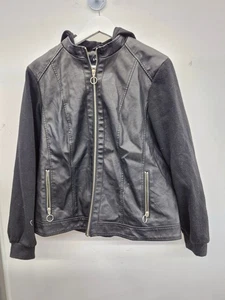 Women's BACCINI Black Size XL Faux Leather Moto Jacket - Picture 1 of 6