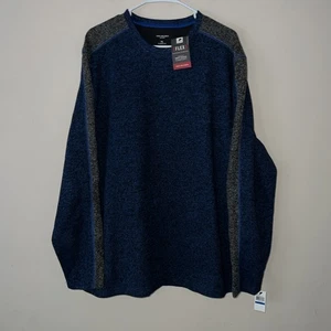 Van Heusen Flex Fleecepullover klassische Passform blau grau Rundhalsausschnitt Herren Größe XL neu mit Etikett " - Bild 1 von 6