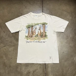 Vintage The Far Side Comic Funny T Shirt Large White Birthmark Deer Humor 80s - Picture 1 of 10