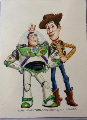 2025 Topps Chrome Disney TOY STORY BUZZ WOODY Evaluation 5x7 Sketch Neil Camera - Image 1 of 3