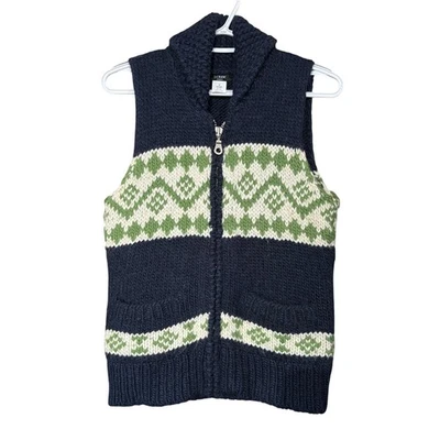 J. Crew Handknit Medium Alpaca Wool Fair Isle Shawl Collar Cardigan Sweater - Image 1 of 4