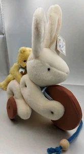 Cherished Teddies PULL-A-LONG PLÜSCH Hase & Bär auf Rädern ZIEHSPIELZEUG 1999 Enesco - Bild 1 von 7