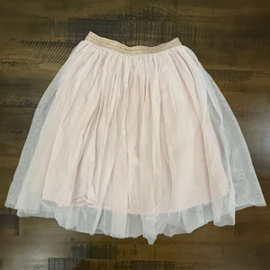 Gymboree Girls Pink Tulle Skirt Long Size Small 5-6 With Rose gold Glitter Waist - Picture 1 of 4