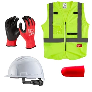 KIT BOLT CANTIERE ELMETTO+GUANTI+TAPPI+GILET MILWAUKEE 4932500169 - Picture 1 of 1